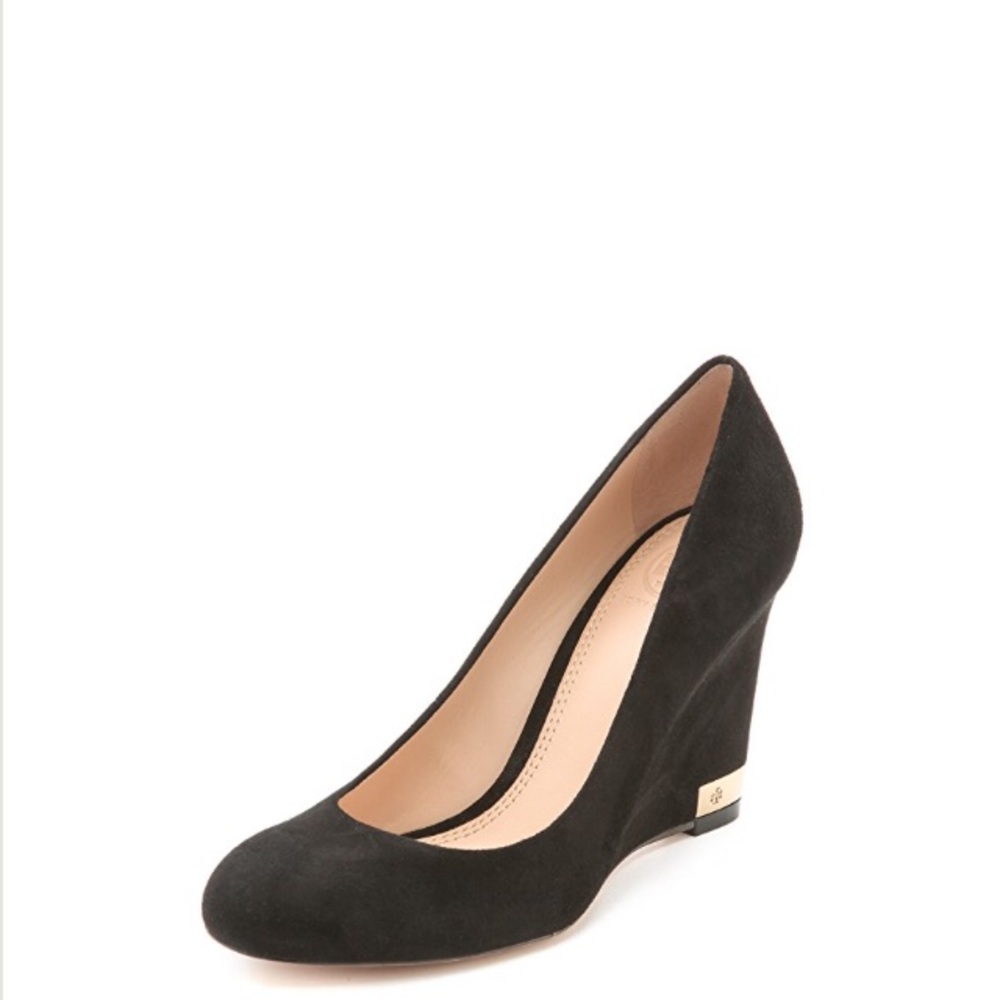 Tory Burch Astoria Wedge Black Suede Pumps